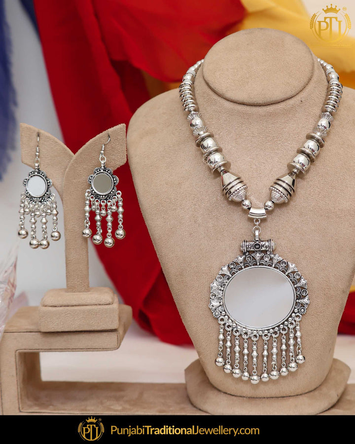 Oxidised Silver Afghan Long Necklace set | Punjabi Traditional Jewellery Exclusive