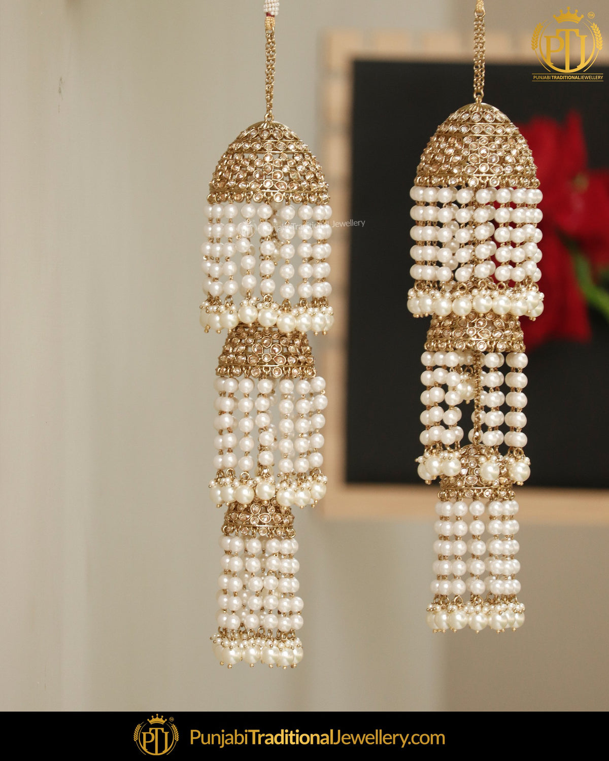 Gold Finished Champagne Stone Pearl Bridal Kalira