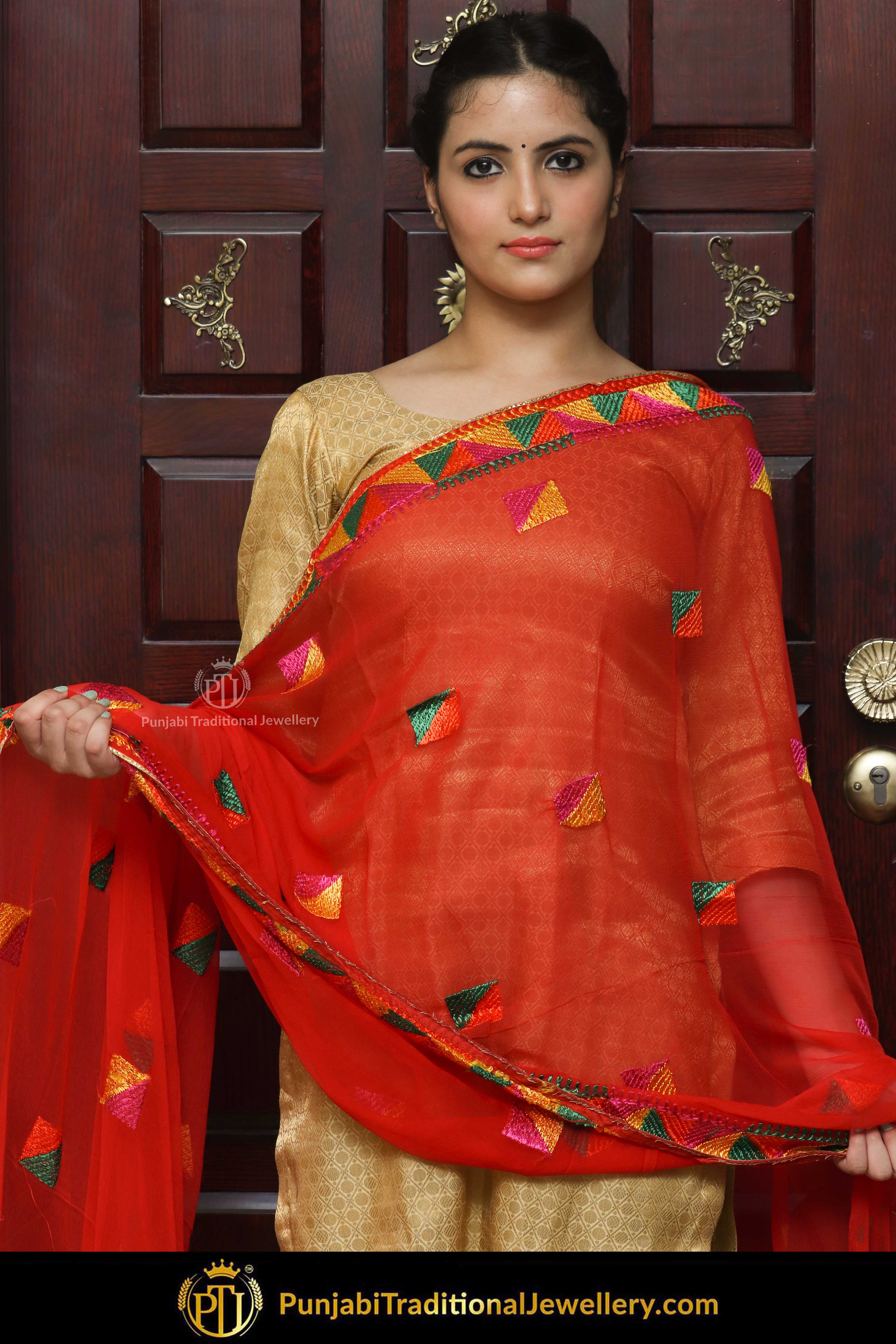 Multi Color Pure Phulkari Dupatta By Punjabi Traditional Jewellery