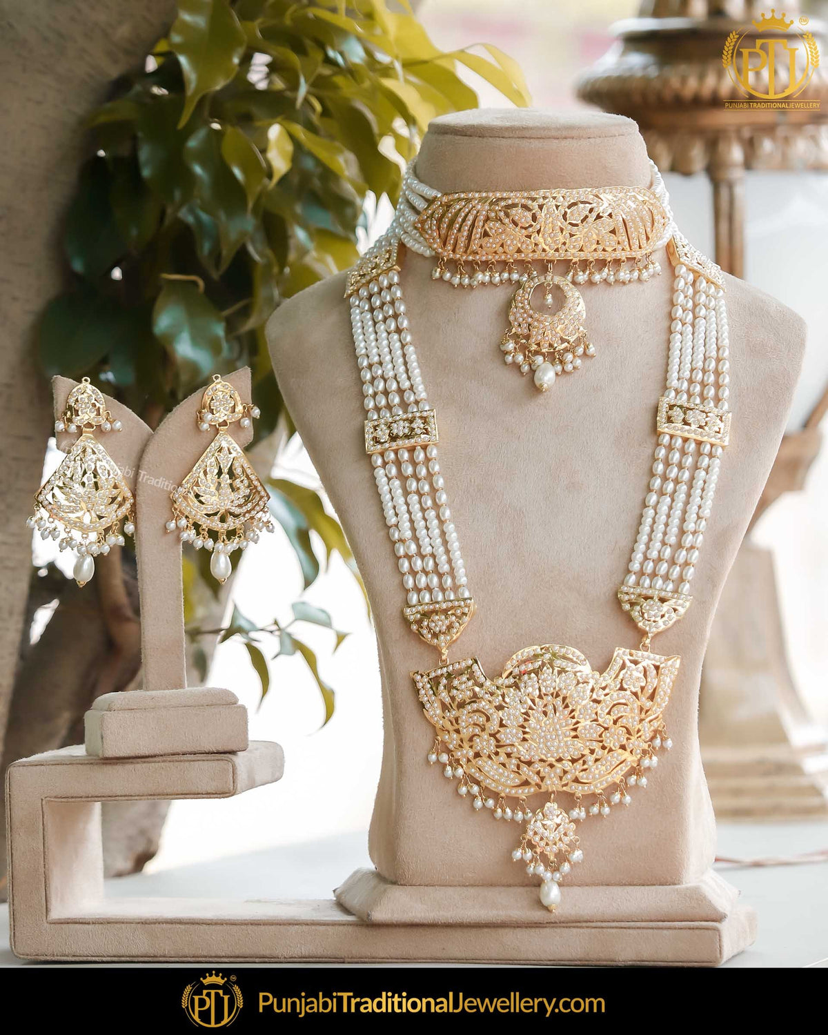 Gold Finished Choker & Rani Haar Jadau Necklace Set | Punjabi Traditional Jewellery Exclusive
