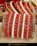 Red thread pearl antique Bangles Set (Both Hand Pair) | Punjabi Traditional Jewellery Exclusive