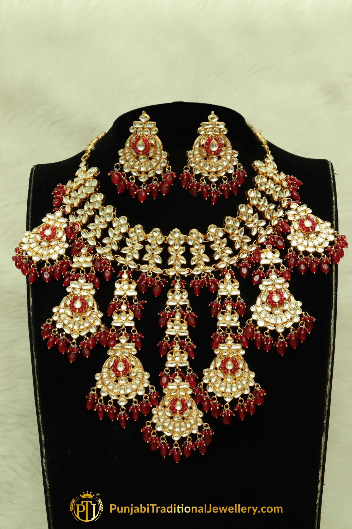 Diyanah Rubby Kundan Necklace Set | Punjabi Traditional Jewellery Exclusive