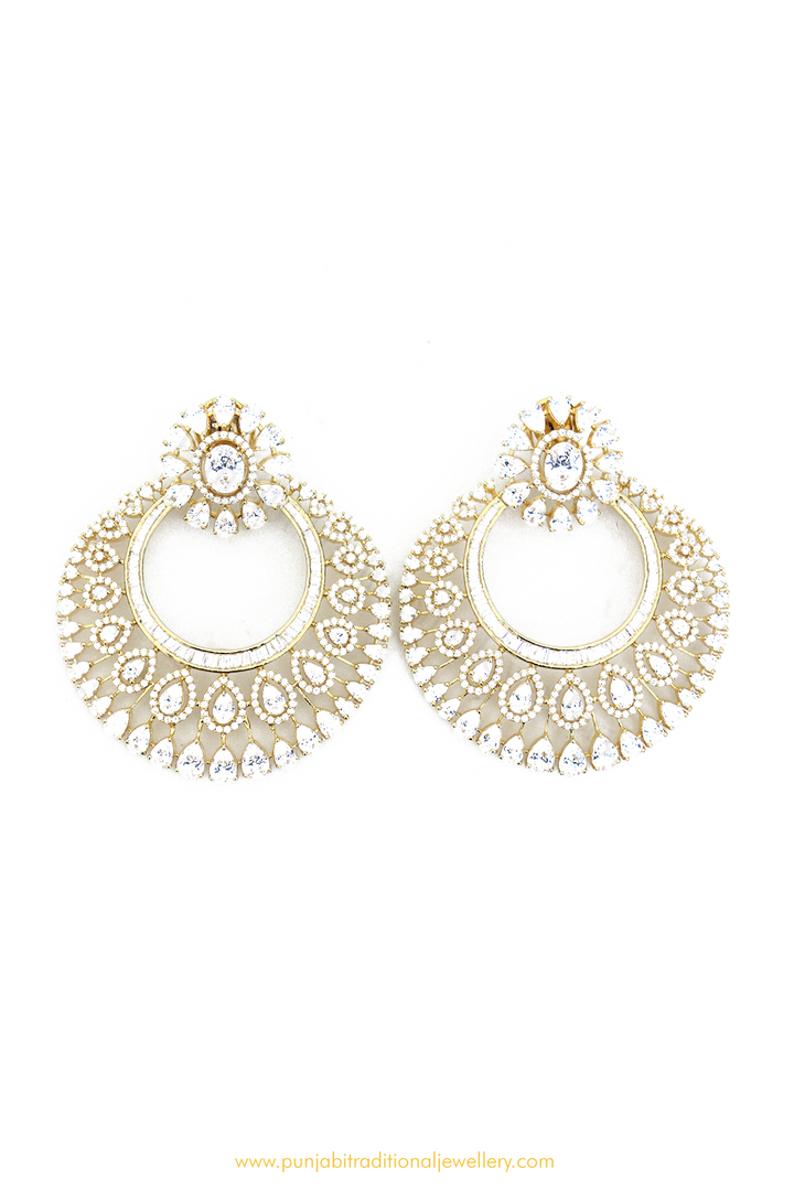 Gold Finished AD Earrings By  PTJ
