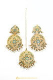 Gold Finished Earrings & Tikka Set by PTJ