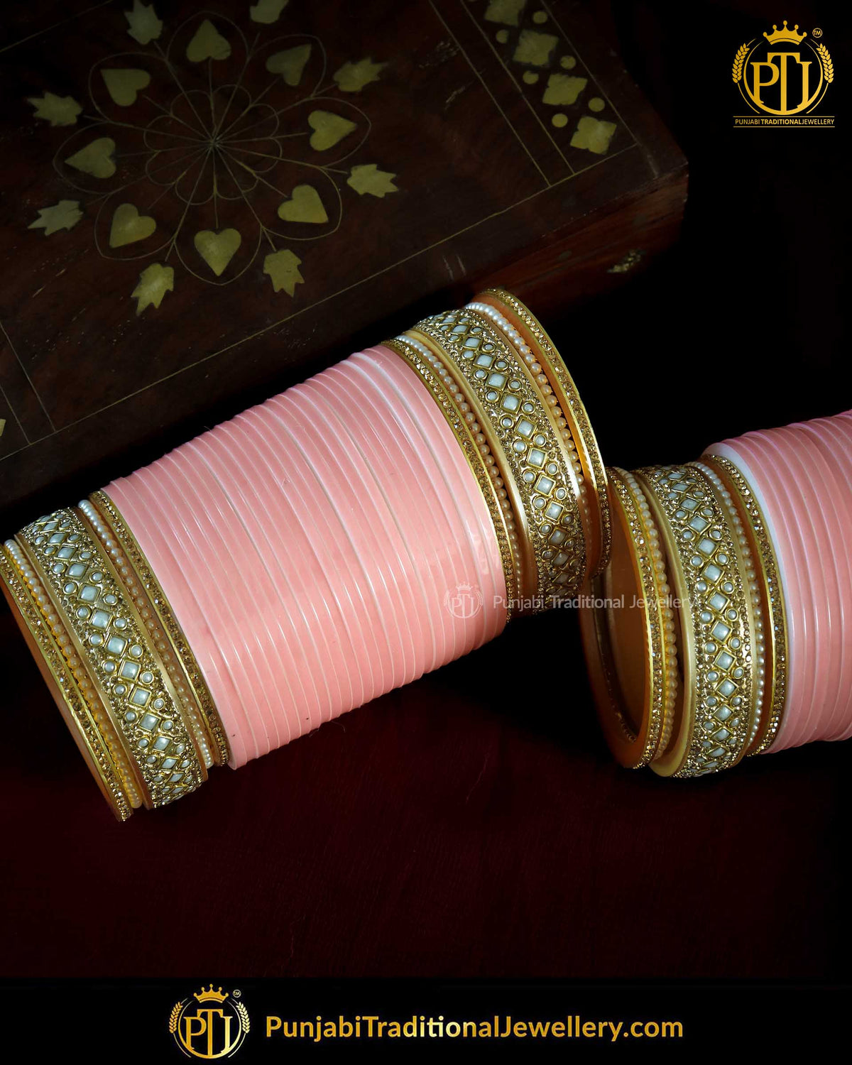 Peach Pearl Bridal Chura | Punjabi Traditional Jewellery Exclusive