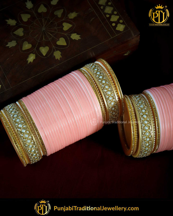 Peach Pearl Bridal Chura | Punjabi Traditional Jewellery Exclusive