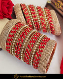 Red Pearl thread Bangle Set (Both Hand Pair) | Punjabi Traditional Jewellery Exclusive