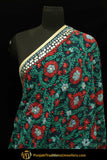 Red & Green Color Pure Phulkari Dupatta By Punjabi Traditional Jewellery