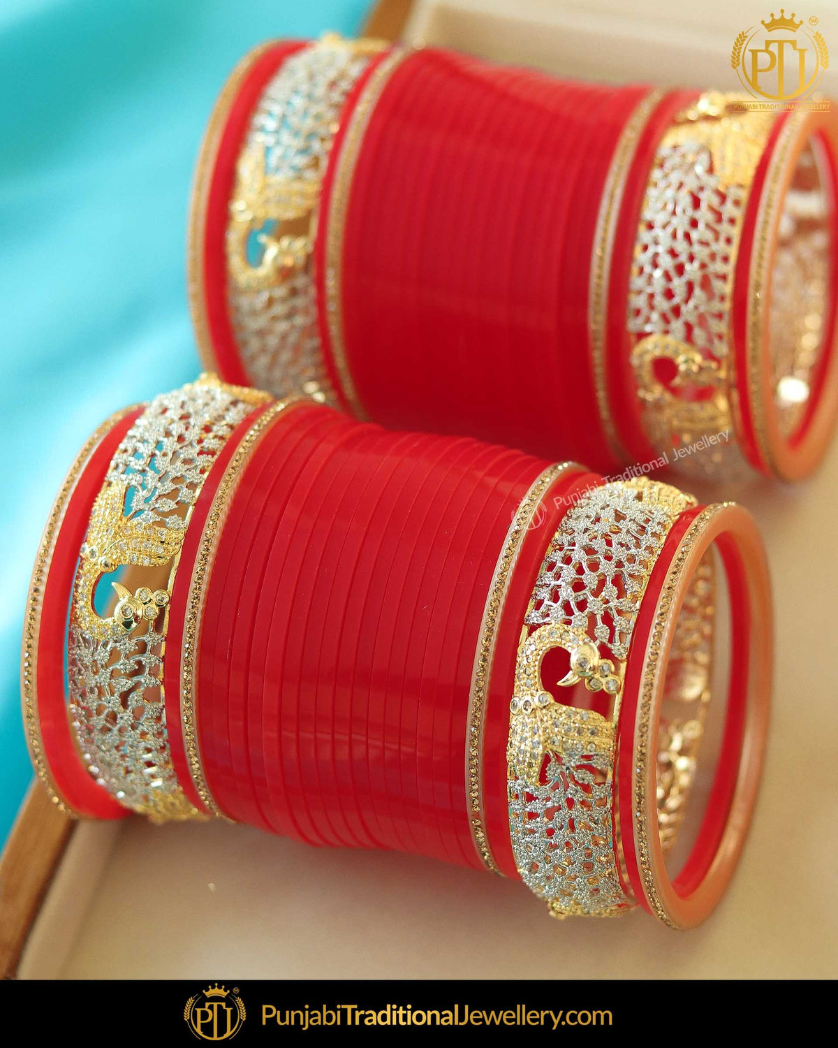 Red Amrican Diamond Bridal Chura | Punjabi Traditional Jewellery Exclusive