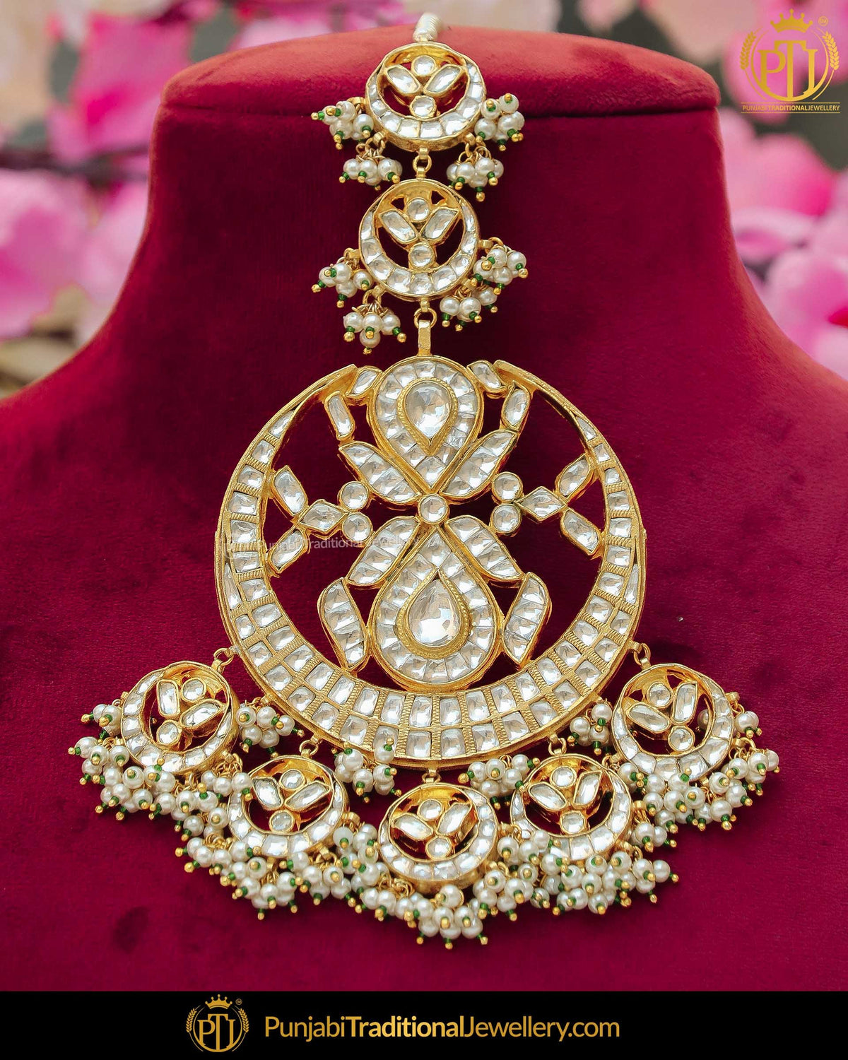 Gold Finsihed Kundan Pearl Tikka | Punjabi Traditional Jewellery Exclusive