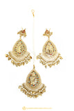 Gold Finished Earrings & Tikka Set by PTJ