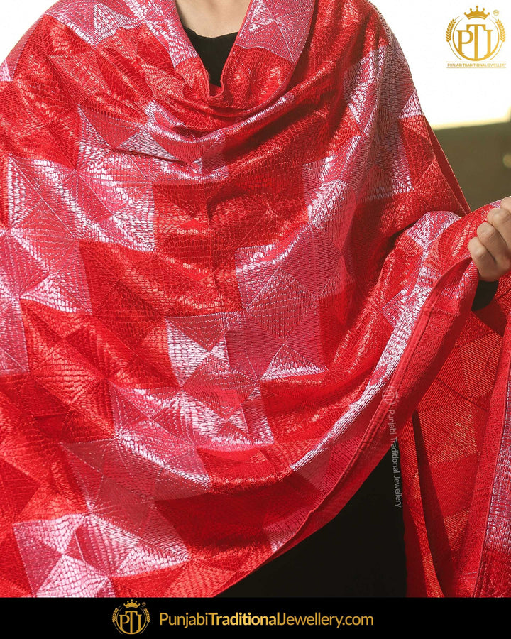 Red Color Phulkari | Punjabi Traditional Jewellery Exclusive