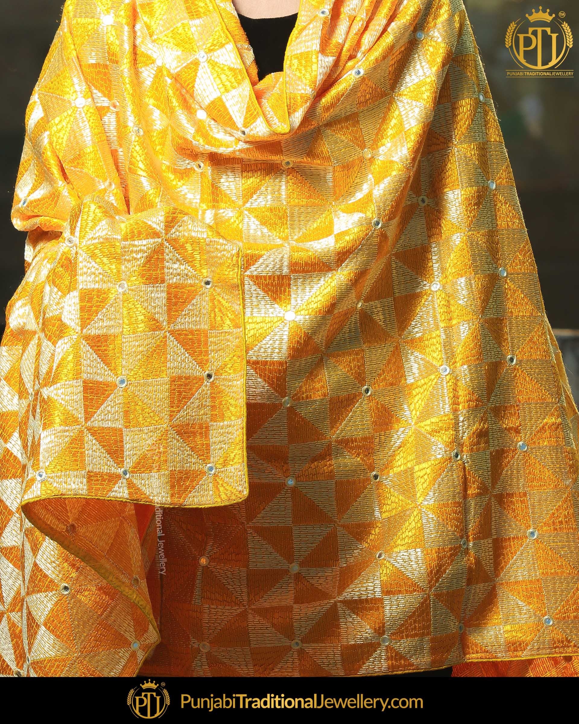 Yellow Color Phulkari | Punjabi Traditional Jewellery Exclusive