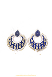 Gold Finished Blue AD Earrings By PTJ