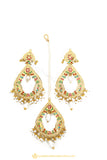 Gold Finished Earrings & Tikka Set by PTJ