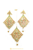 Gold Finished Earrings & Tikka Set by PTJ