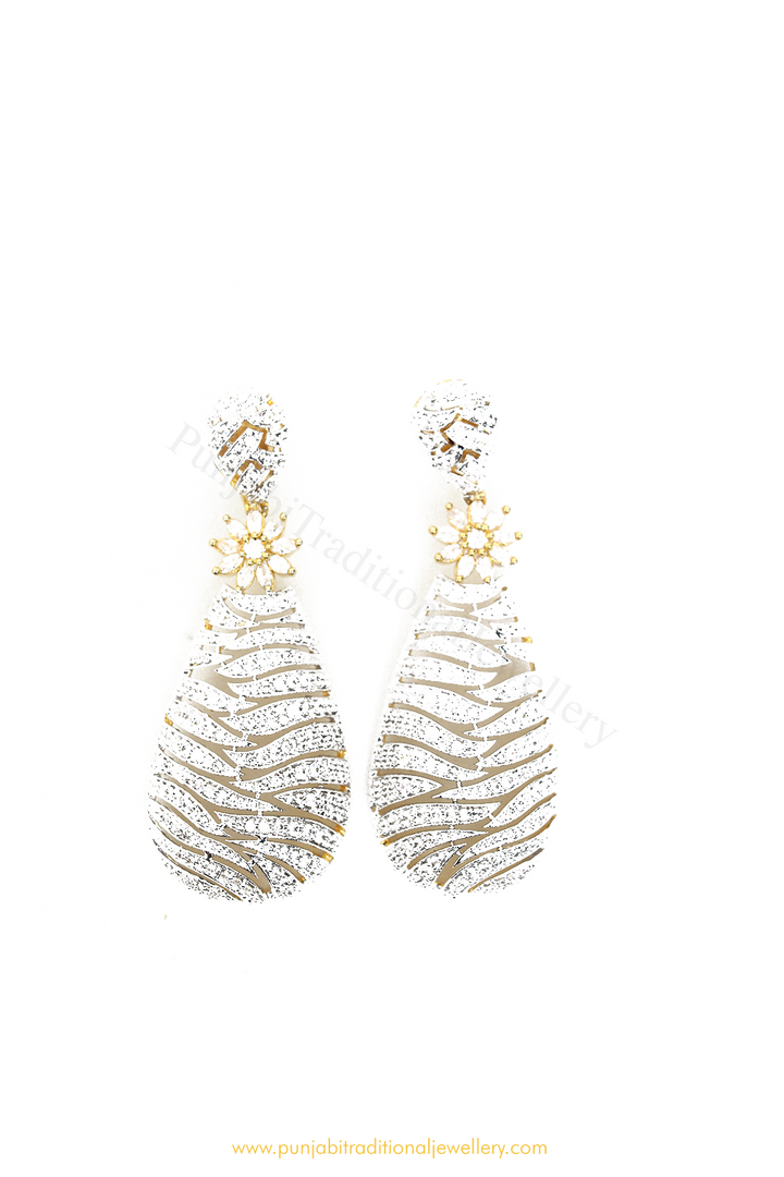 Gold Finished AD Earrings By PTJ