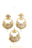 Gold Finished Earrings & Tikka Set by PTJ