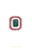 Gold Finished Navratan Kundan Ring By PTJ