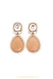 Gold Finished Peach AD Earrings by PTJ