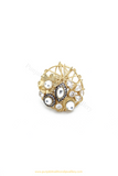 Gold Finished Kundan Ring By PTJ