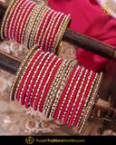 Red Kundan Pearl Bangles Set For Both Hands | Punjabi Traditional Jewellery Exclusive