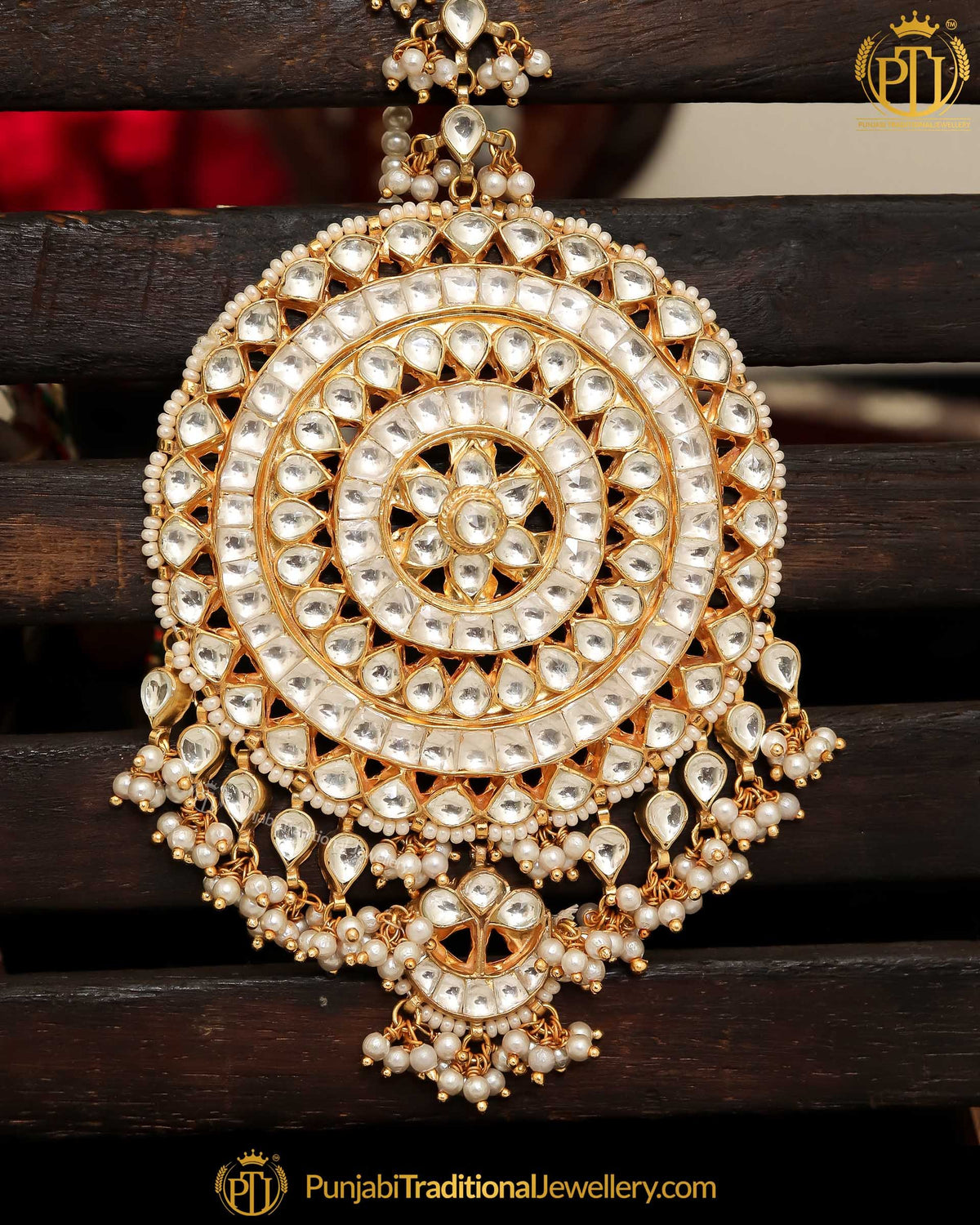 Gold Finished Kundan Pearl Tikka | Punjabi Traditional Jewellery Exclusive