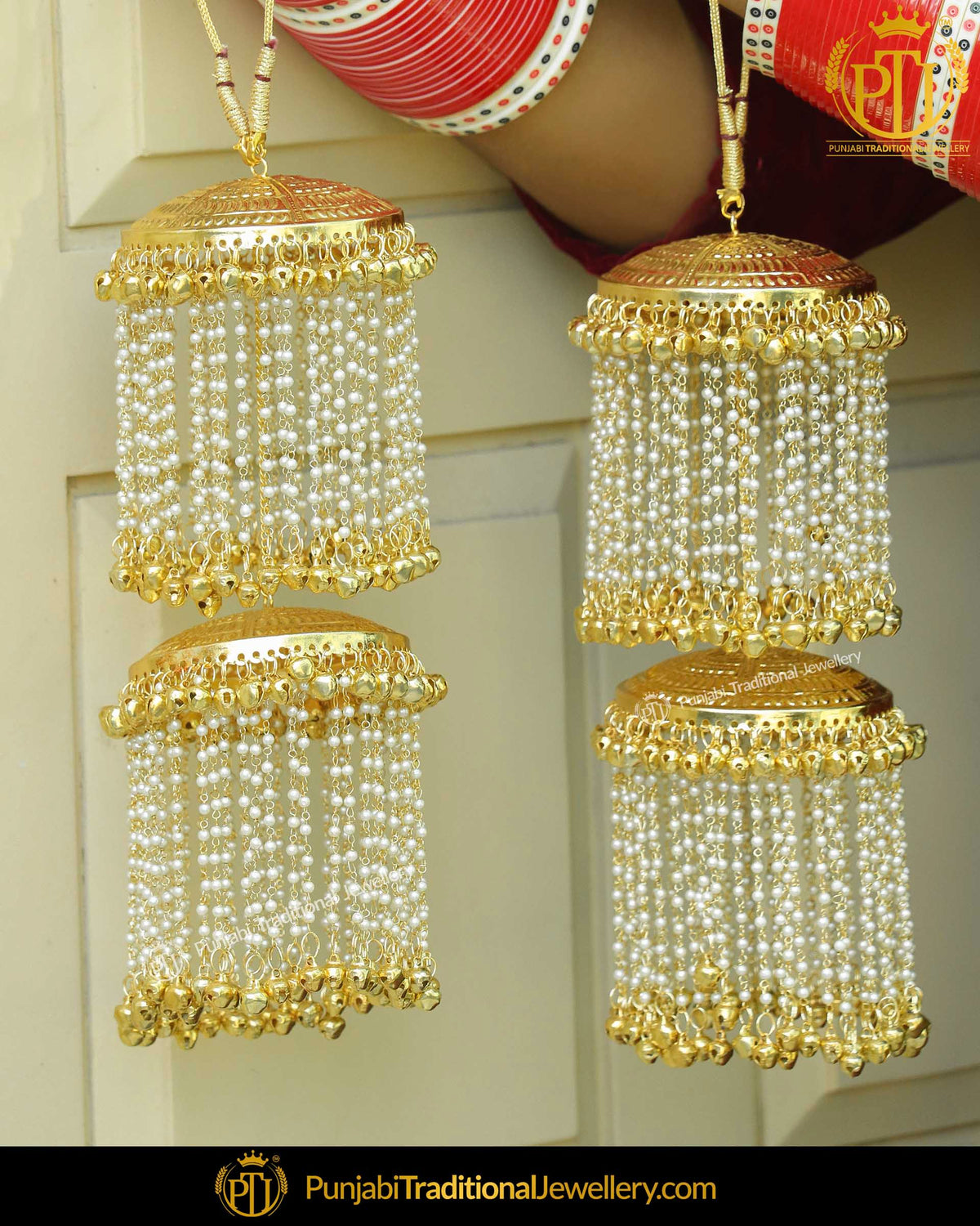 Gold Finished Pearl Pippal Patti Bridal Kalira | Punjabi Traditional Jewellery Exclusive