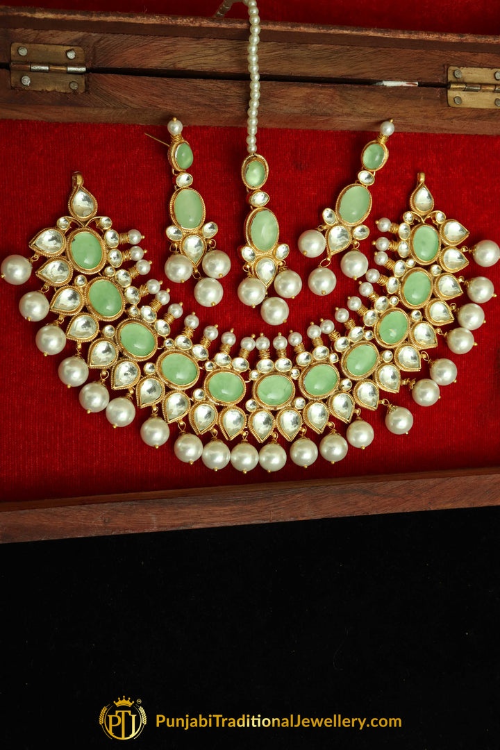 Dujana New Jade Kundan Pearl Choker Set | Punjabi Traditional Jewellery Exclusive