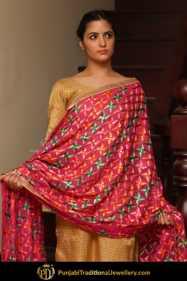 Multi Color Pure Phulkari Dupatta By Punjabi Traditional Jewellery