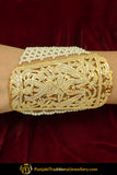 Gold Finished Pearl Jadau Bracelet | Punjabi Traditional Jewellery Exclusive