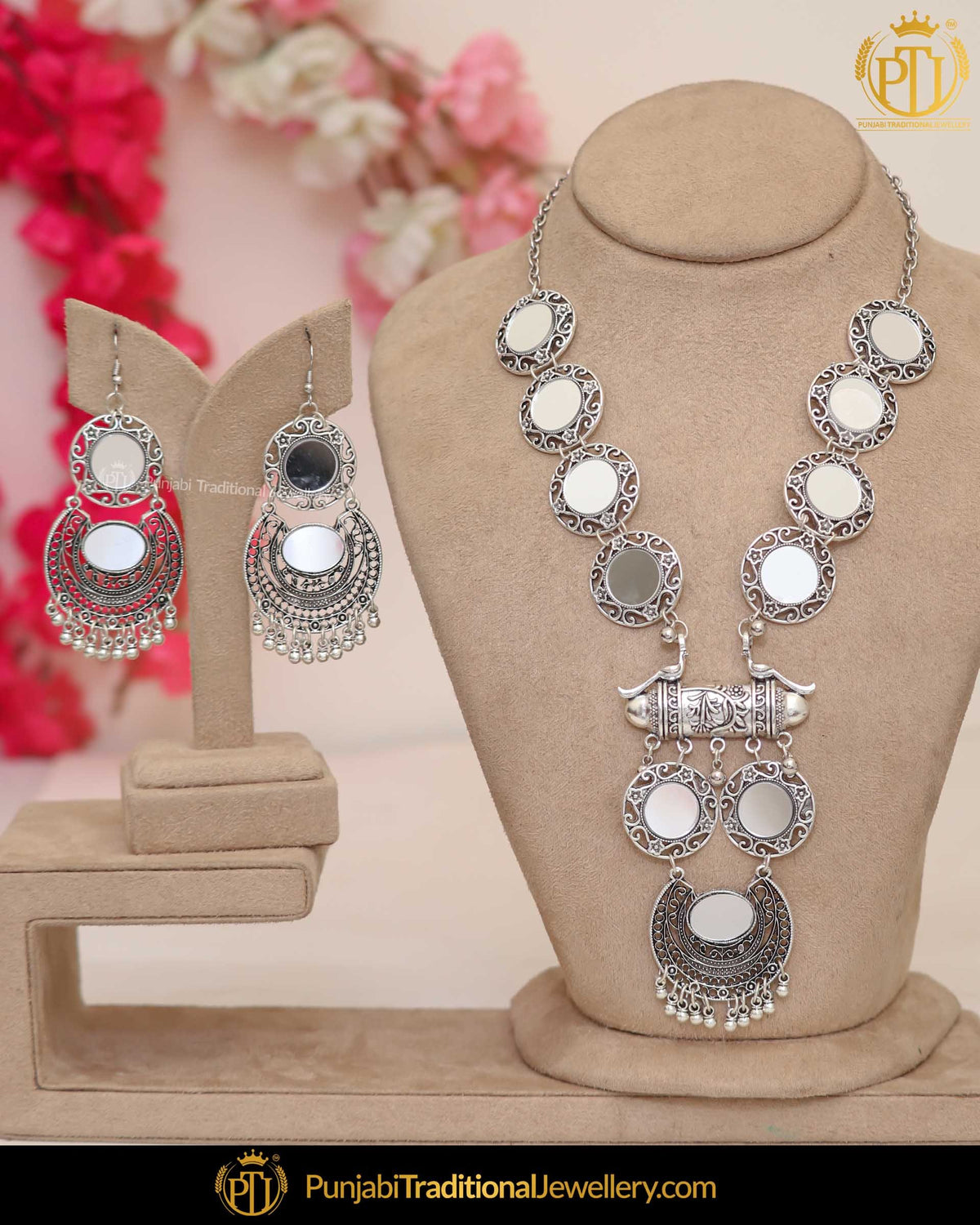 Oxidised Silver Afghan Long Necklace set | Punjabi Traditional Jewellery Exclusive