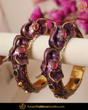 Hand Painted Purple Menna Rubby Polki Karra Bangles (Pair)| Punjabi Traditional Jewellery Exclusive
