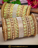 pistachio champagne stone theek Bangles Set (Both Hand Pair) | Punjabi Traditional Jewellery Exclusive