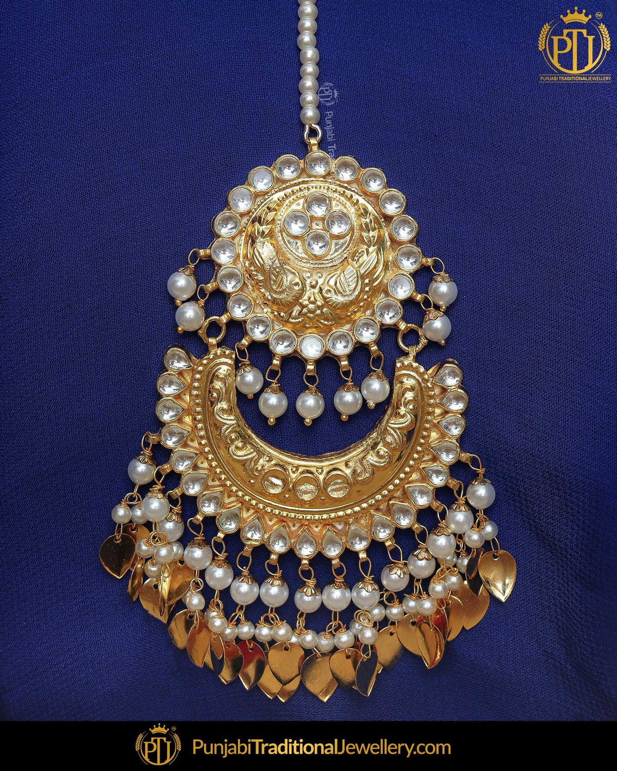 Gold Finished Pippal Patti Kundan Tikka | Punjabi Traditional Jewellery Exclusive