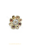 Gold Finished Kundan Ring By PTJ