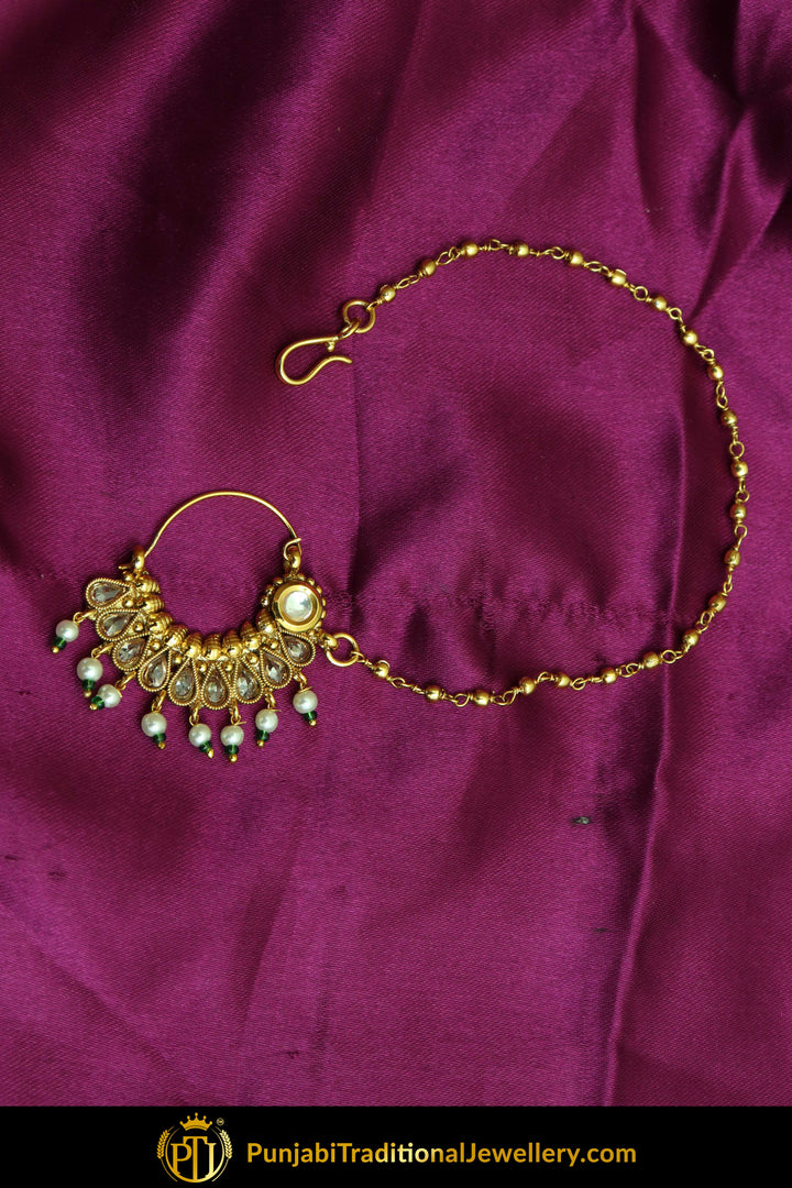 Gold Finished Polki Nath| Punjabi Traditional Jewellery Exclusive