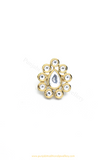Gold Finished Navratan Kundan Ring By PTJ