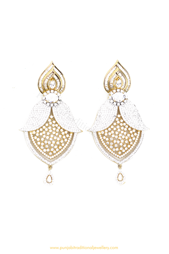 Gold Finished AD Earrings By PTJ