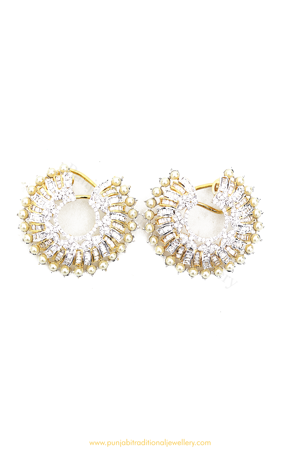 Gold Finished AD Earrings By PTJ