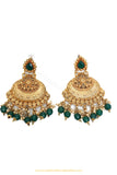 Antique Gold Finished Emerald Jodha Earrings by PTJ