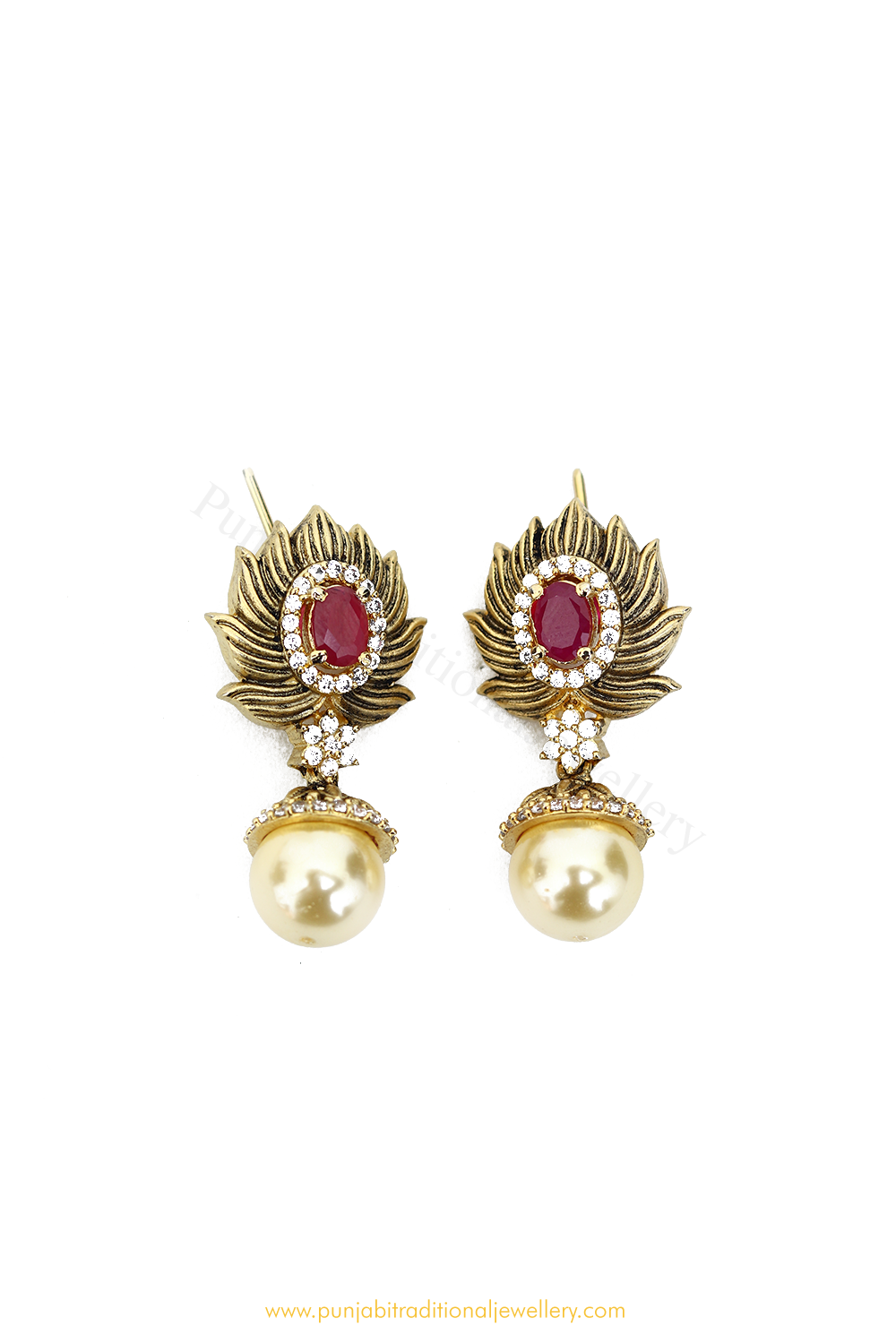 Antique Gold Finished Rubby AD Studs By PTJ