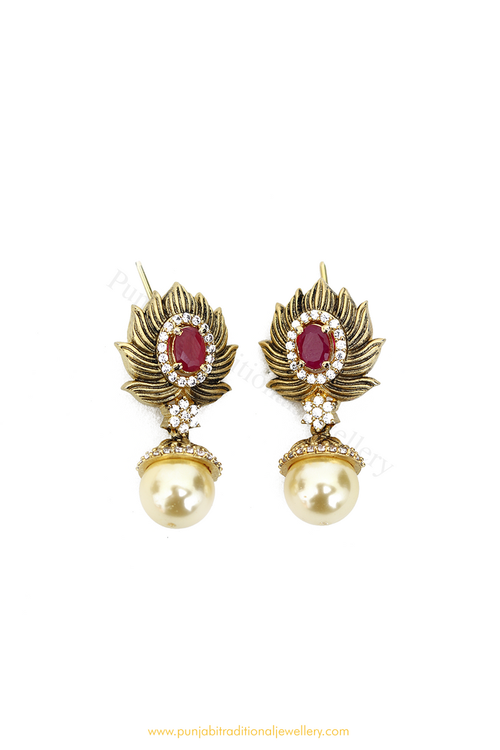Antique Gold Finished Rubby AD Studs By PTJ