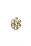 Gold Finished Kundan Ring By PTJ