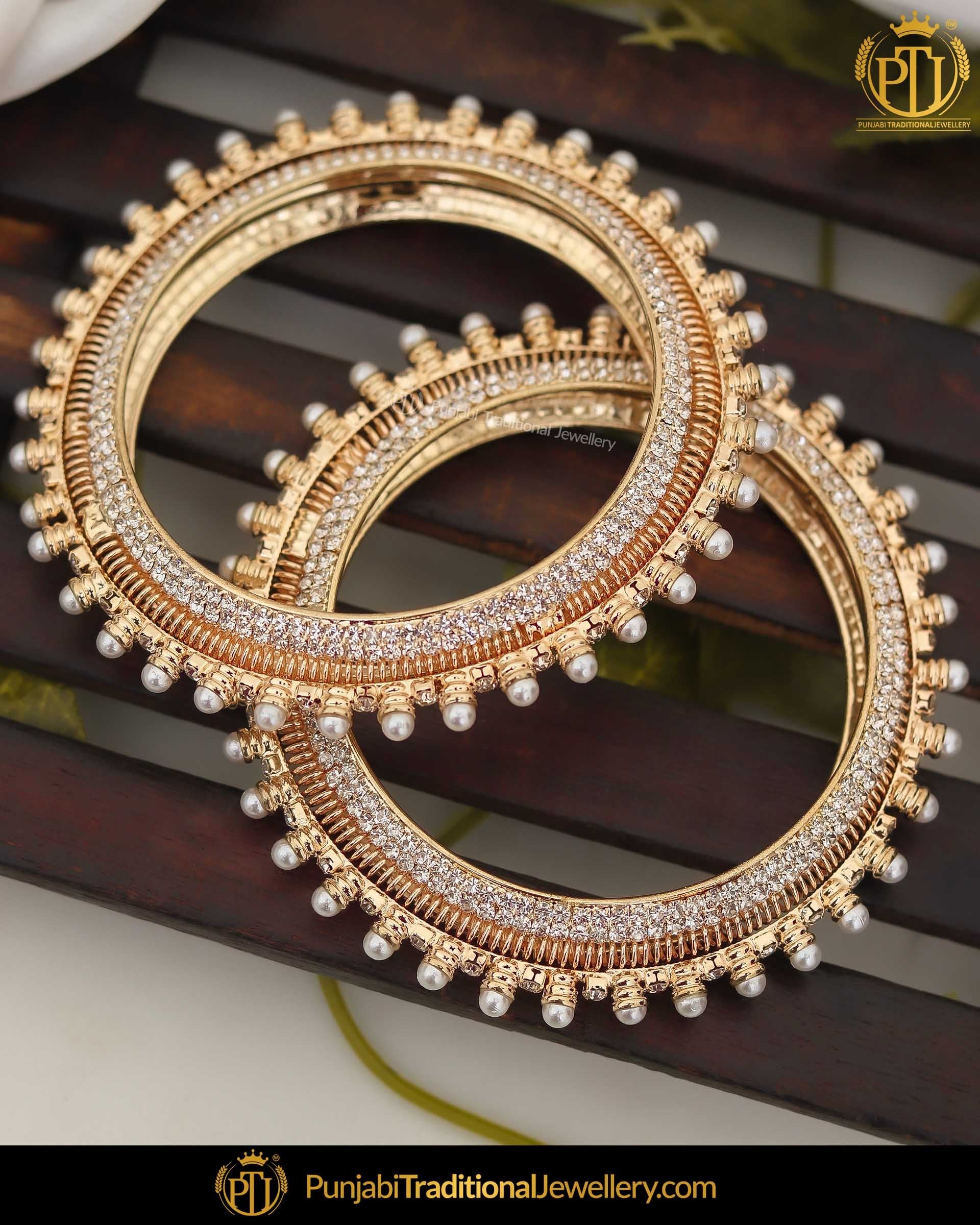 Gold Finished Jercon Karra Bangles  (Both Hand Pair) | Punjabi Traditional Jewellery Exclusive