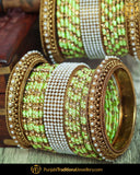 Pistachio pearl thread Bangles Set (Both Hand Pair) | Punjabi Traditional Jewellery Exclusive