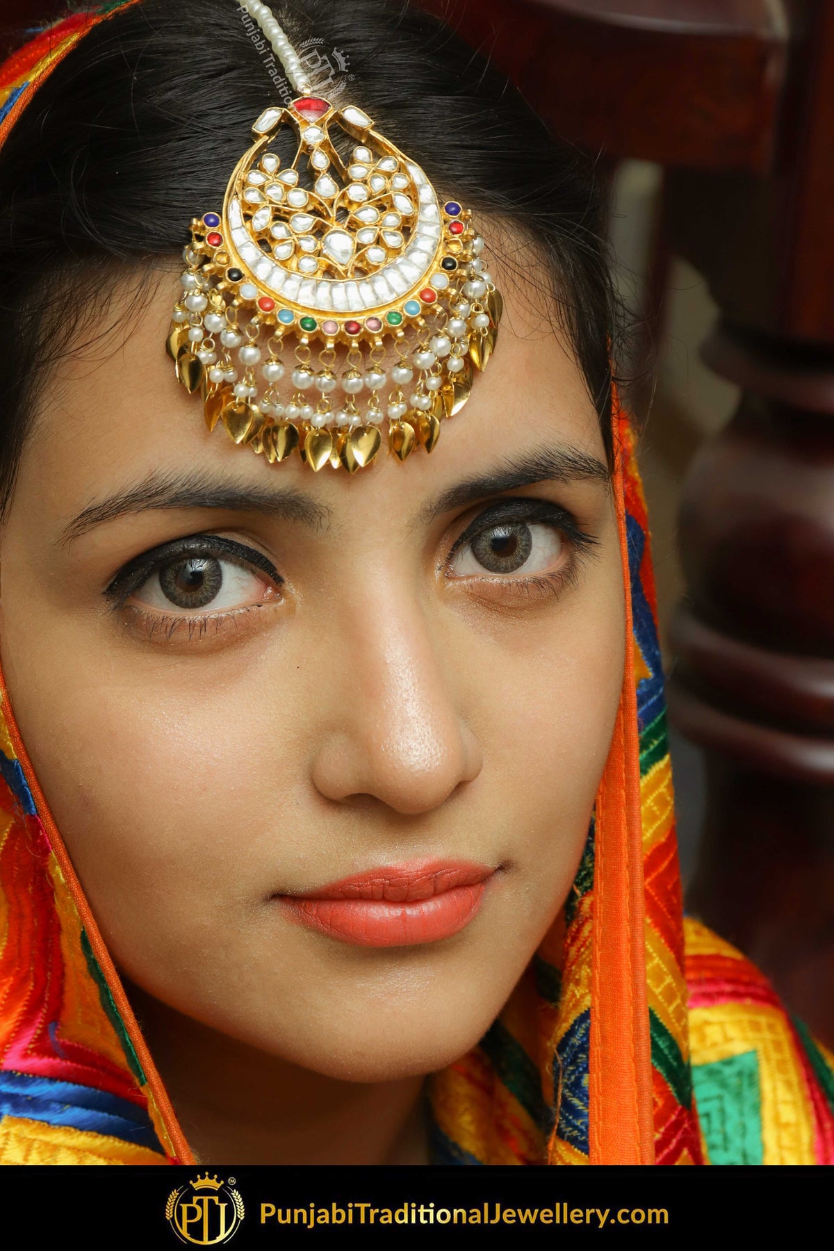 Gold Finished Kundan Pippal Patti Navratan Tikka | Punjabi Traditional Jewellery Exclusive