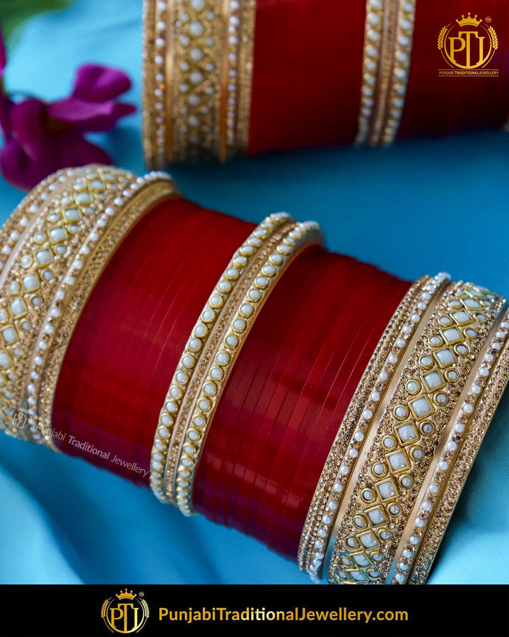 Red Pearl Bridal Chura | Punjabi Traditional Jewellery Exclusive