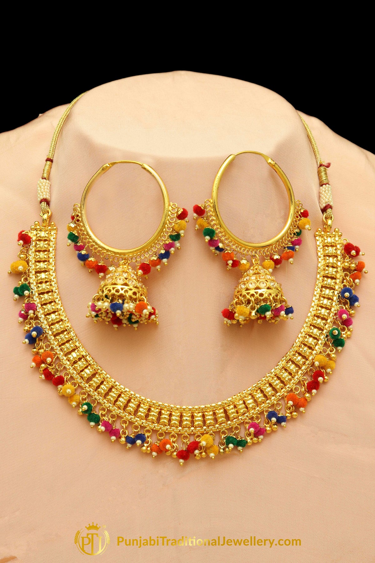 Inas Navratan Necklace & Earrings | Punjabi Giddha Jewellery | Punjabi Traditional Jewellery Exclusive