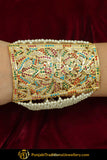Leen Gold Finished Navratan Jadau Bracelet | Punjabi Traditional Jewellery Exclusive